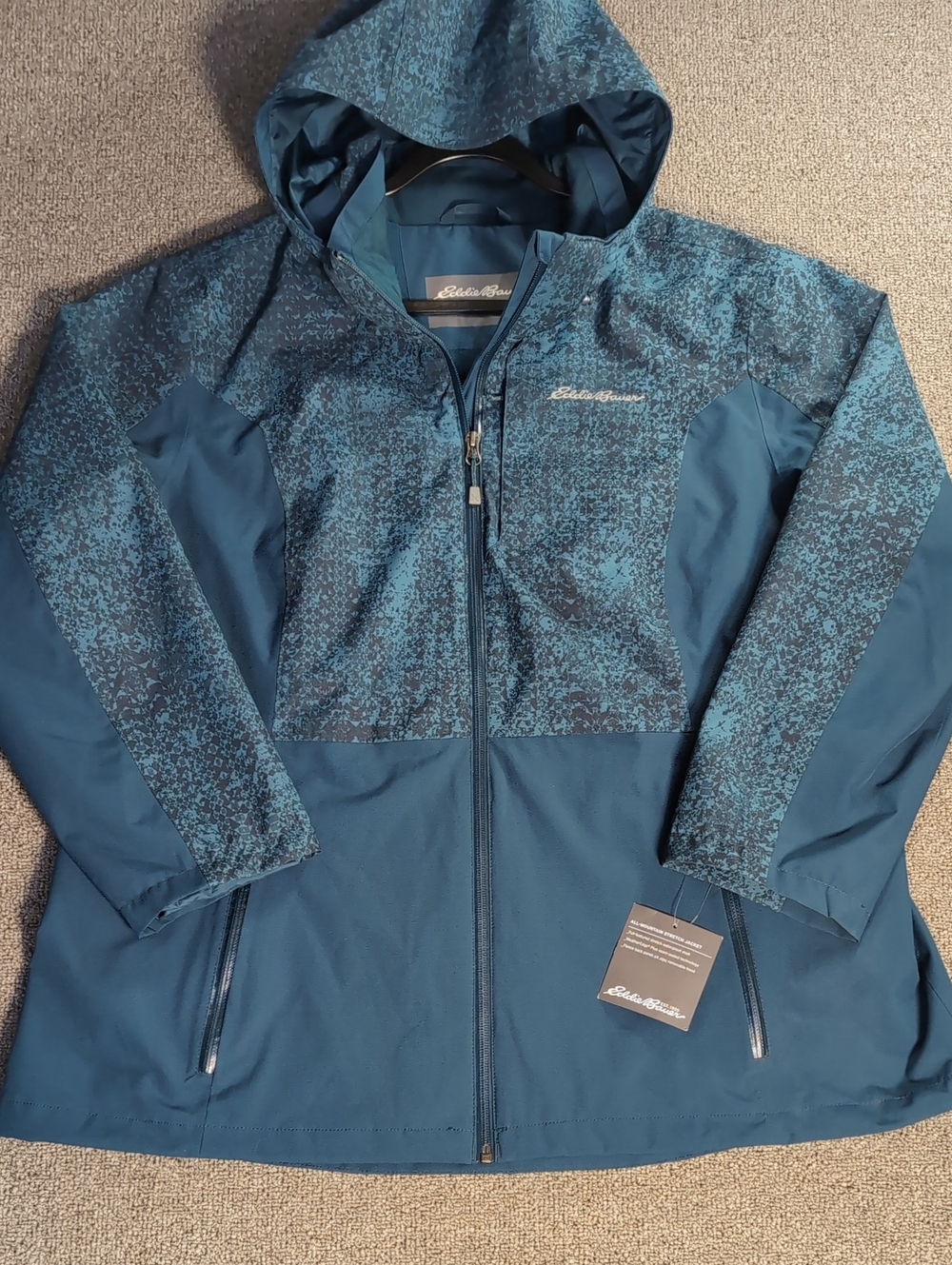 NWT Eddie Bauer All-Mountain Stretch Jacket Size T2XL in Mottled Bluestone